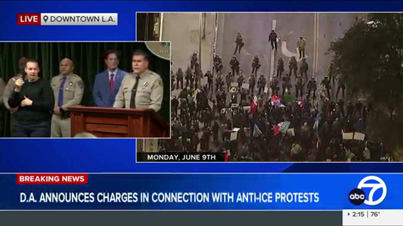 LA District Attorney announces charges being filed in connection with the immigration riots