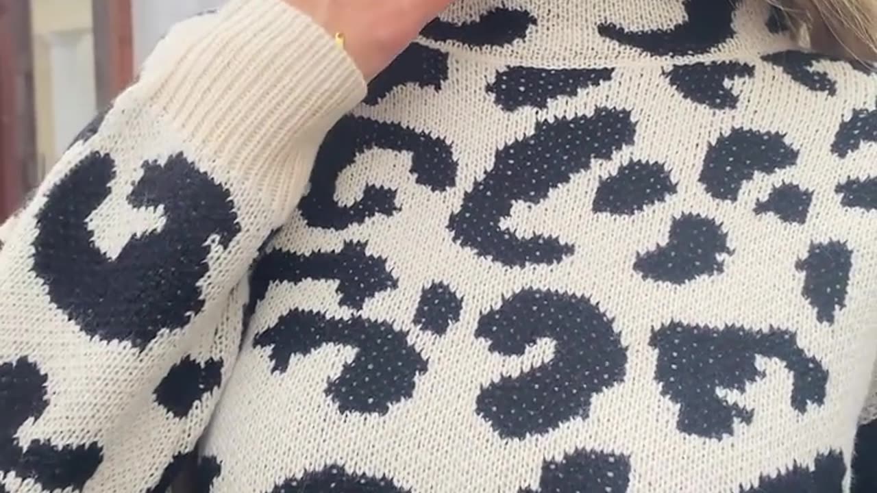 Focus on the Striking Leopard Print Sweater Design