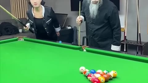 Funny Billard Girl Monk Laughing