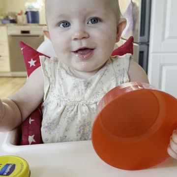 Baby Kayla's Tongue-Out Kitchen Fun