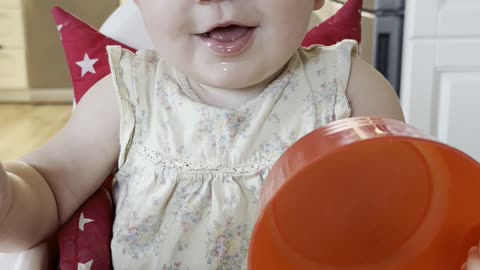Baby Kayla's Tongue-Out Kitchen Fun