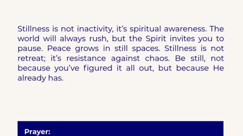 Peace in the Stillness