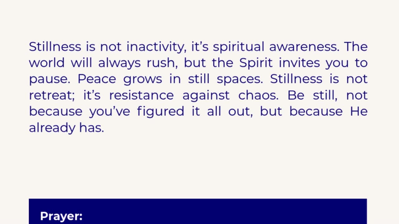 Peace in the Stillness