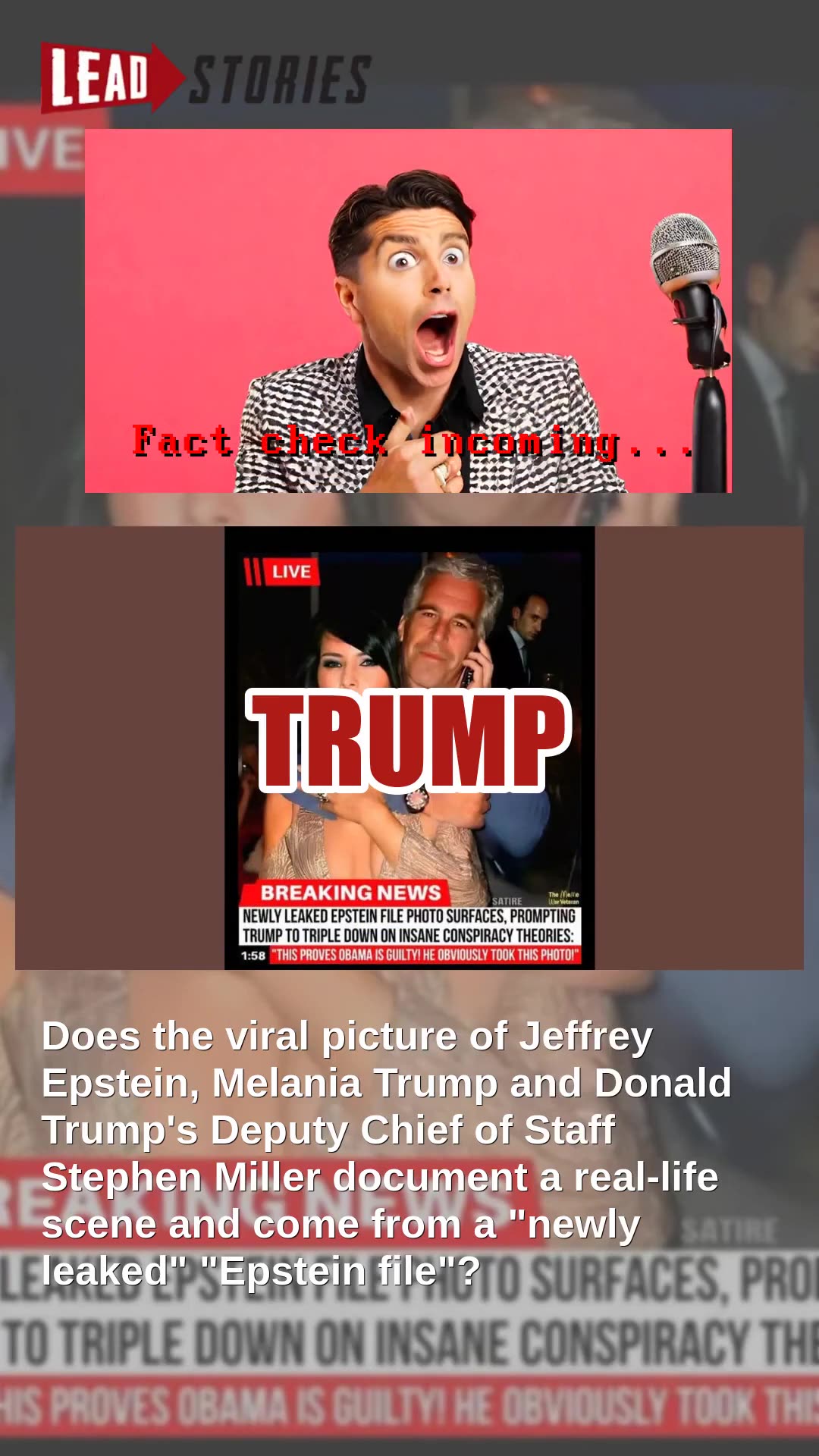Fact Check: Image Of Jeffrey Epstein, Melania Trump And Stephen Miller Is NOT Real Photo