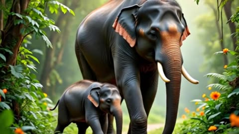 mother elephant and baby elephant