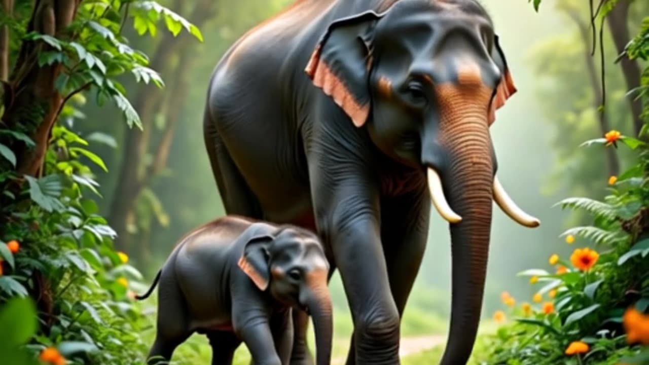 mother elephant and baby elephant