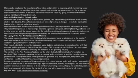 Meet the Mentors: The Expertise Skills Behind The Pets Workshop Academy — The Pets Workshop