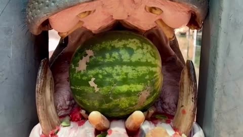 Hippo melon smash time! Happy Watermelon Day