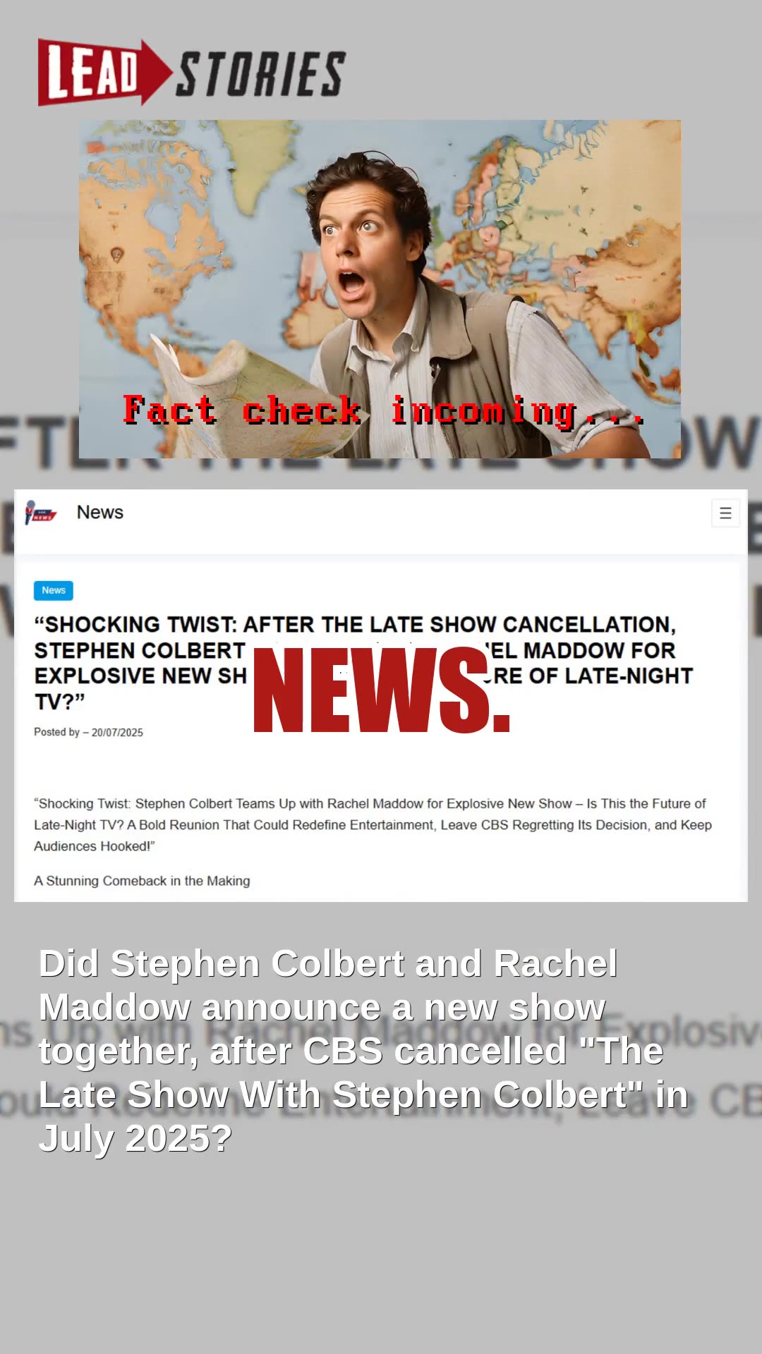 Fact Check: Stephen Colbert and Rachel Maddow Did NOT Team Up For a New Show