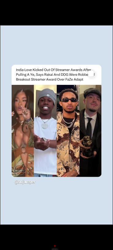 India love was kicked out at kick streamers awards 2025 12/7/25