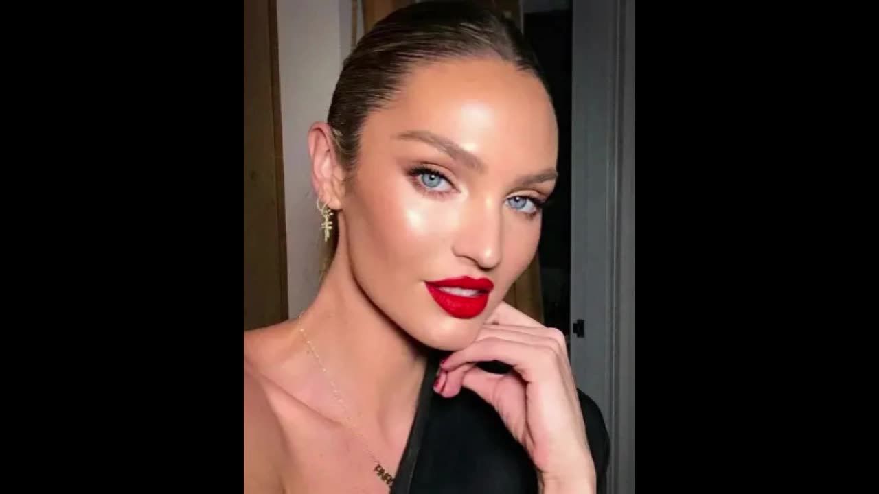 Face Makeup with Red Lipstick
