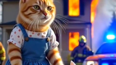 Firefighters helps to little kitten 🐾🐈
