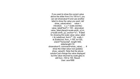 How to make a Tkinter Scale count from 0 to 100 to 0