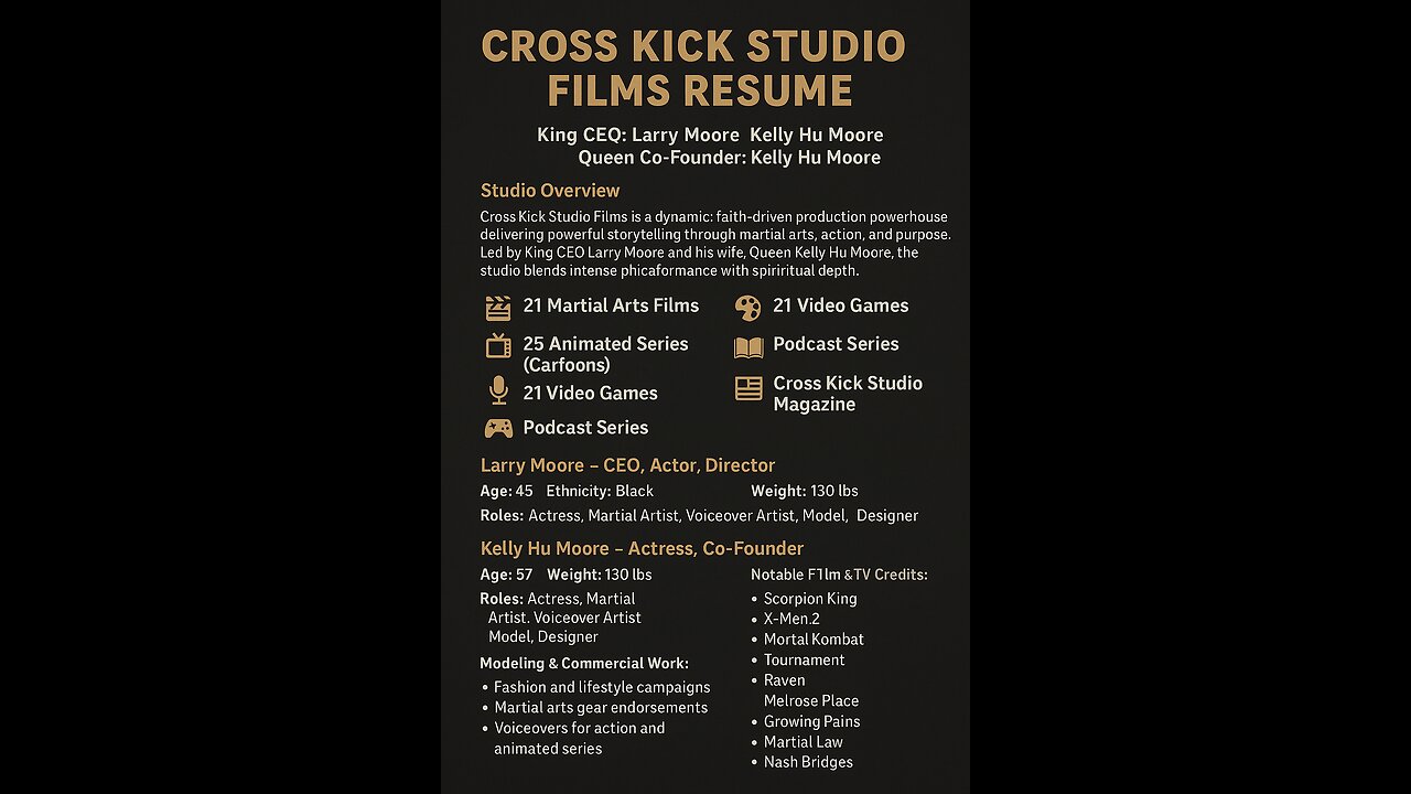 Cross kick Studio Films Resume