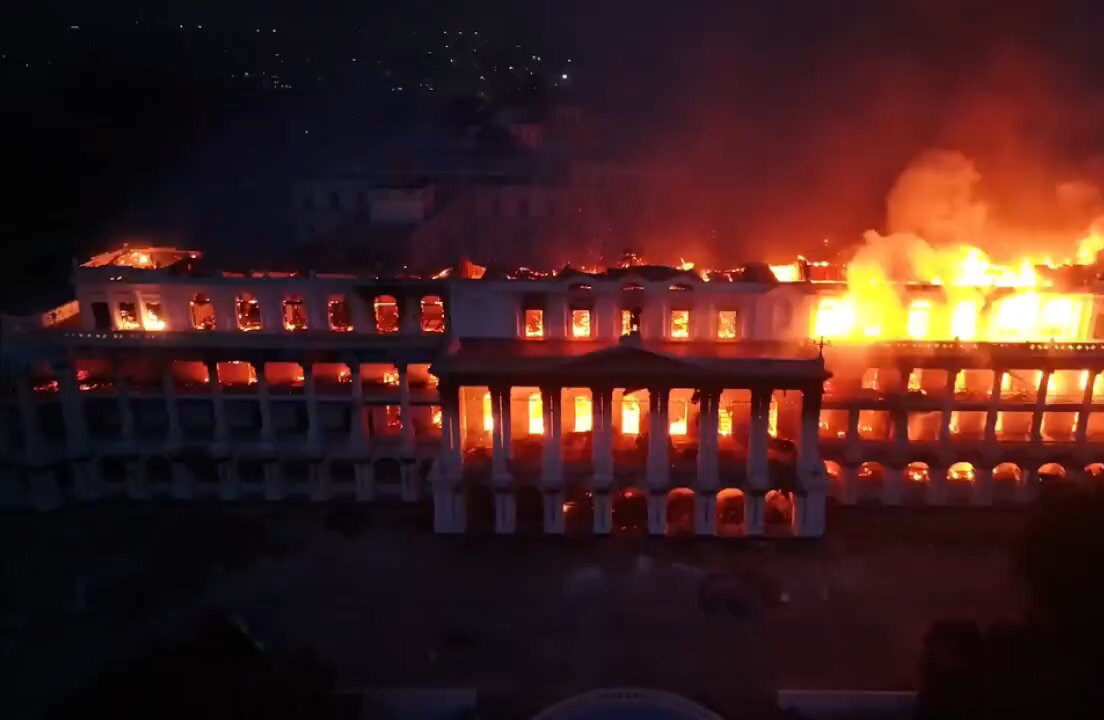 The Nepalise Parliament building was ingulfed in a fire