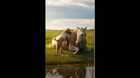 Brave dog saves horse