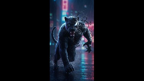 Panther Becomes Venom | Epic Transformation in Rainy Neon City 🌧️🖤 (Animated Short)