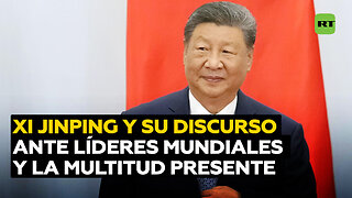 El presidente de China, Xi Jinping pronuncia su discurso ante la multitud