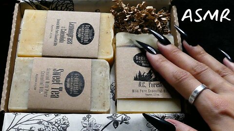 ASMR Unboxing Natural Soap (whispers, fast tapping, cardboard scratching)