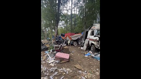 HOMELESS CAMPERS🚎🌲🏕️🚯🌲📸FLOODS WASHINGTON D.C FOREST WITH GARBAGE🚮🌳⛺️🌲💫
