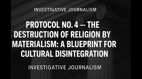Protocol No. 4 – The Destruction of Religion by Materialism: A Blueprint for Cultural Disintegration