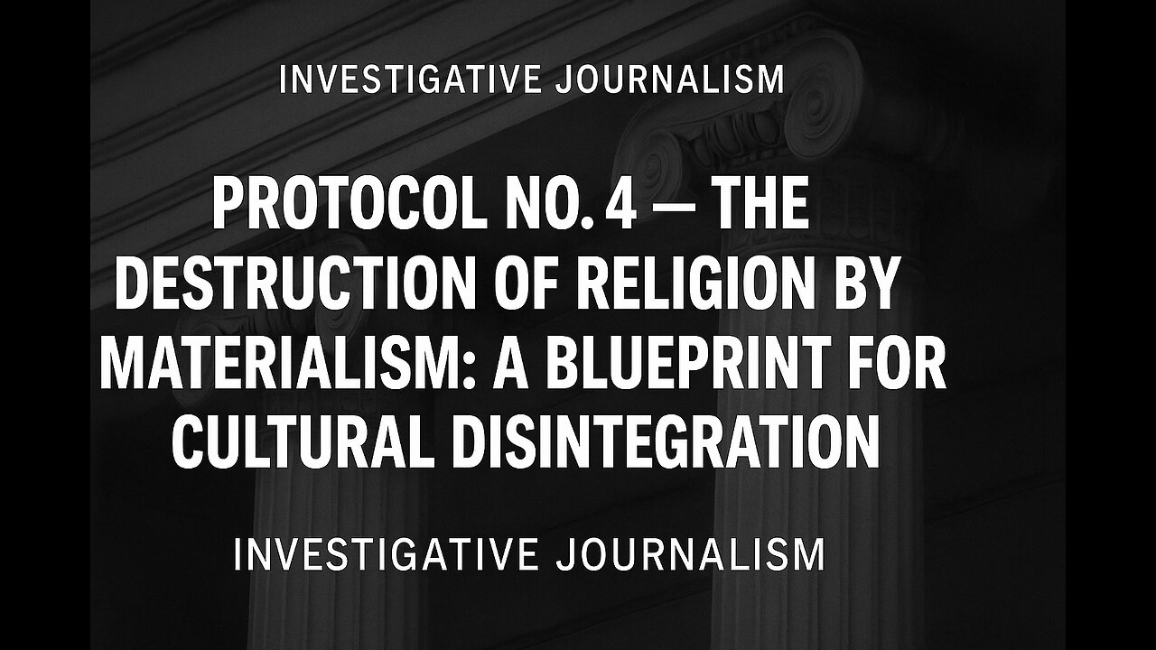 Protocol No. 4 – The Destruction of Religion by Materialism: A Blueprint for Cultural Disintegration