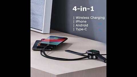 4-in-1 Wireless Charging USB Charging Cable Support Android, iPhone & Type C