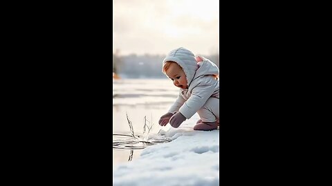 Baby Falls Into Frozen Lake, Golden Puppy Rescues Him !