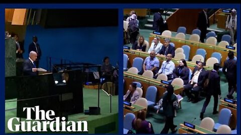 Delegates walk out of UN general assembly chamber ahead of Israeli PM's speech