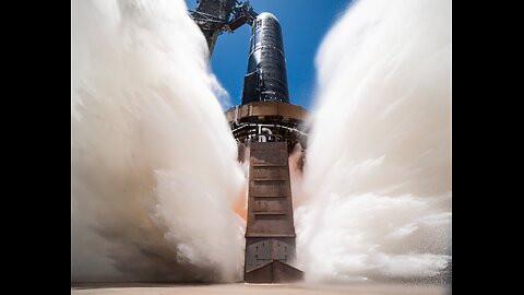 Starship single-engine static fire demonstrating an in-space burn complete on Pad 1 at Starbase
