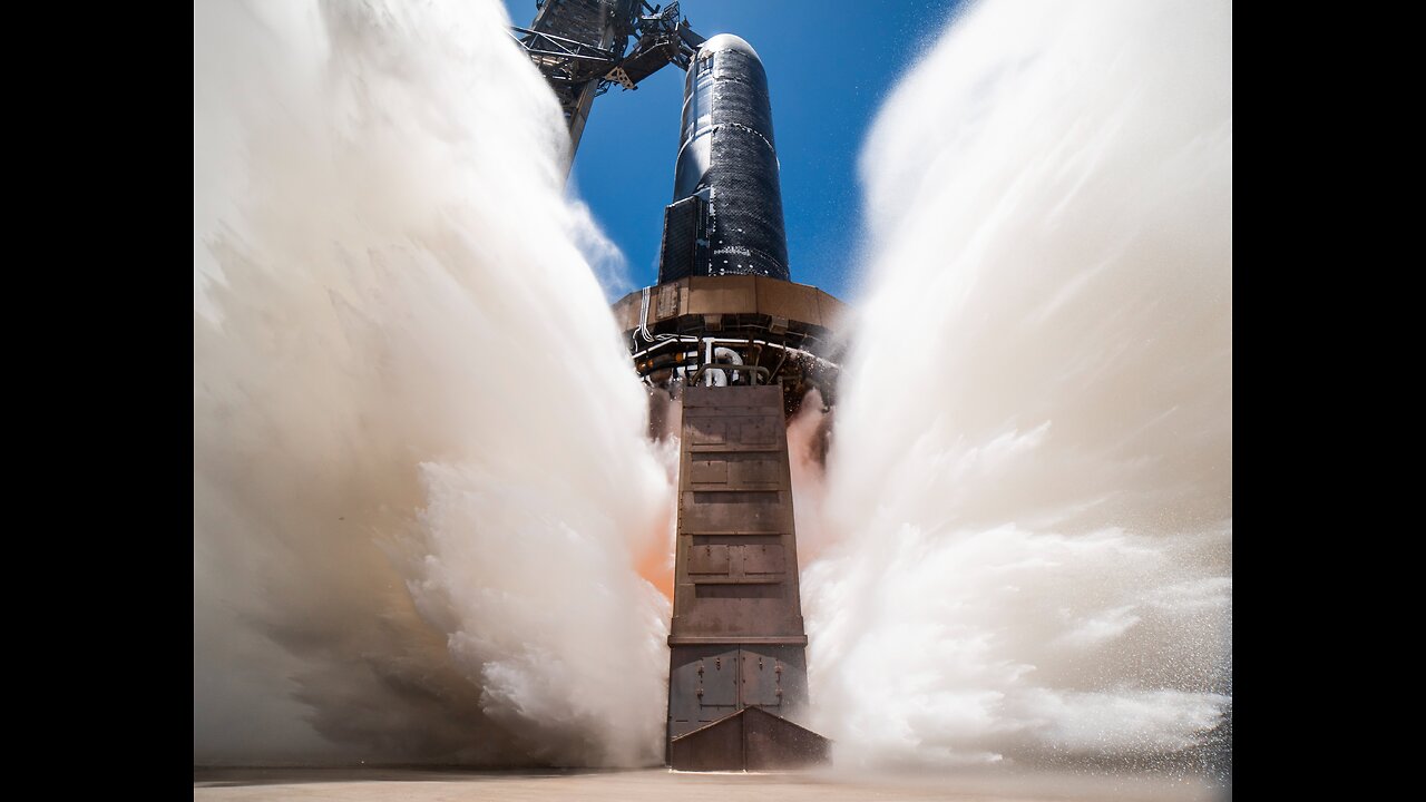 Starship single-engine static fire demonstrating an in-space burn complete on Pad 1 at Starbase