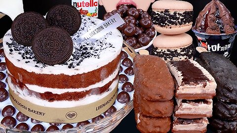 ASMR Chocolate Dessert Mukbang 🍫 Maltesers, Oreo Cake, KitKat & Nutella Ice Cream