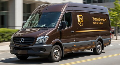 Mercedes-Benz UPS van Driving on The Road