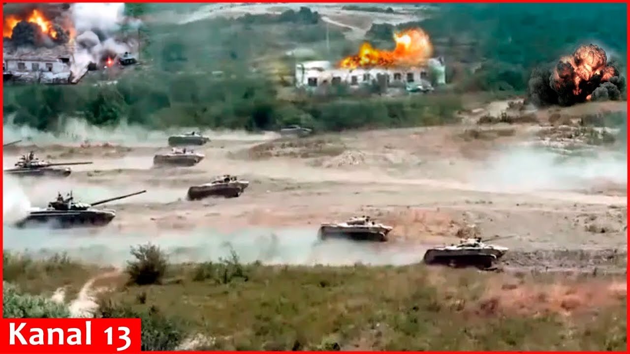 Ukrainian tank crew storms and destroys Russian forces in close range attack