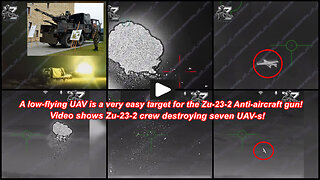 Russian ZU-23-2 Anti-aircraft gun crews destroy Ukrainian UAV-s