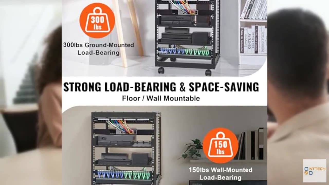 VEVOR 12U Open Frame Server Rack, 23''-40'' Adjustable Depth, Free Standing or W