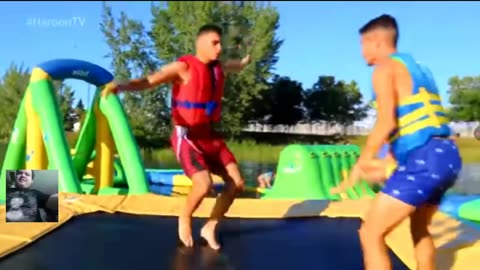 Reacting To WWE Moves At The Water Park
