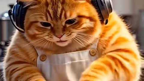 Cute cat eating chicken