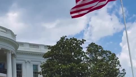Massive American Flags Displayed Outside The White House