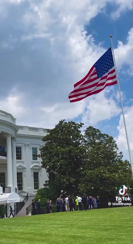 Massive American Flags Displayed Outside The White House