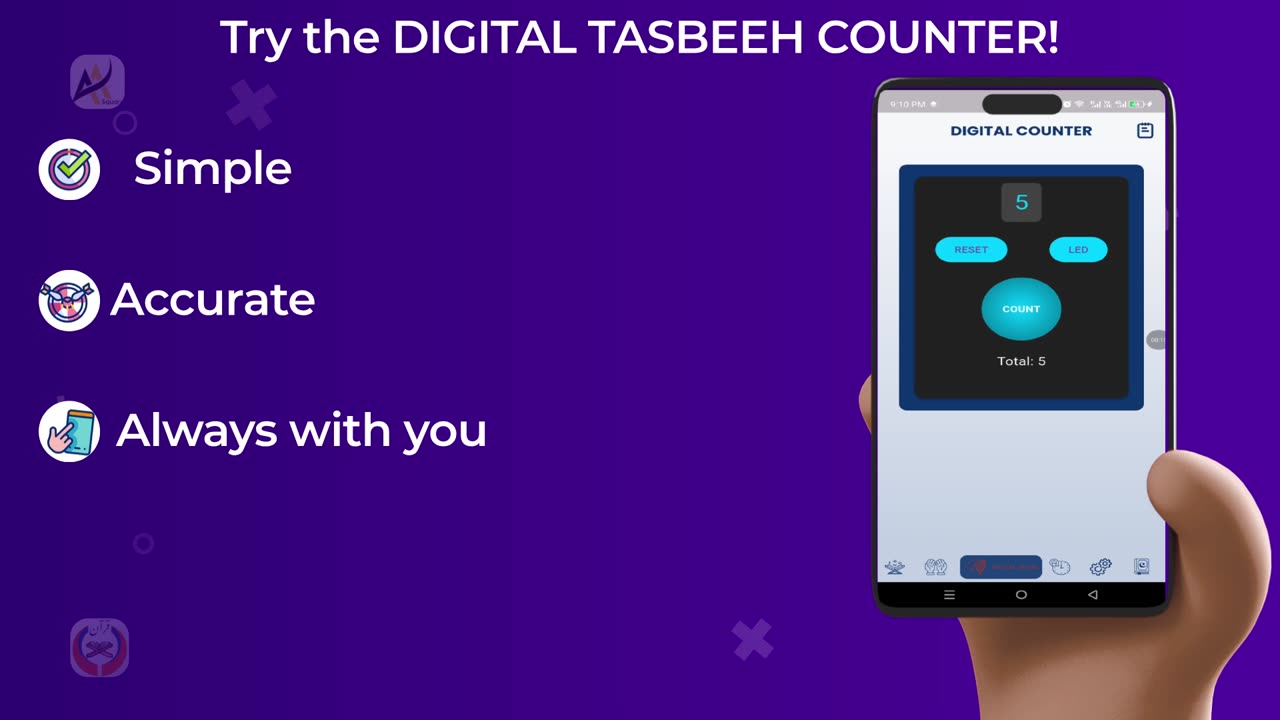 Digital Tasbeeh Counter – Count Your Dhikr Anytime | Noor Al-Quran App