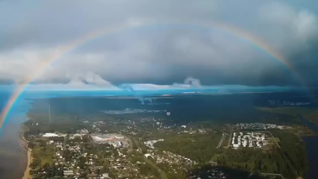 The cameras of the Lakhta Center captured the appearance of a rainbow