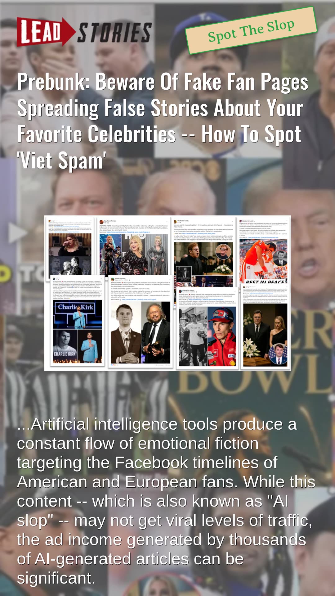 Prebunk: Beware Of Fake Fan Pages Spreading Stories About Your Favorite Celebrities -- Viet Spam