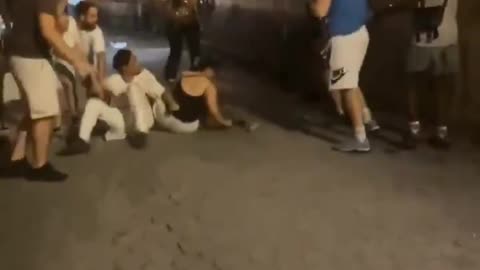 Was this primitive barbarian found who kicked a young French woman in face?