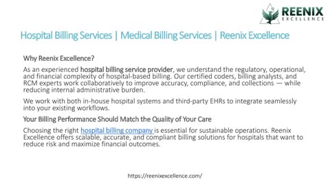 Hospital Billing Services | Medical Billing Services | Reenix Excellence