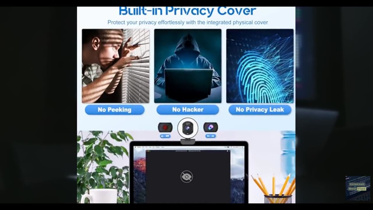 4K Webcam with Ring Light Web Cam 4K Autofocus with TOF Computer Camera 1080P 60