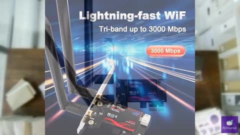 WiFi 6 PCIe Card for Gaming PC with Bluetooth 5.2,3000Mbps Ultra-Low Latency,WPA