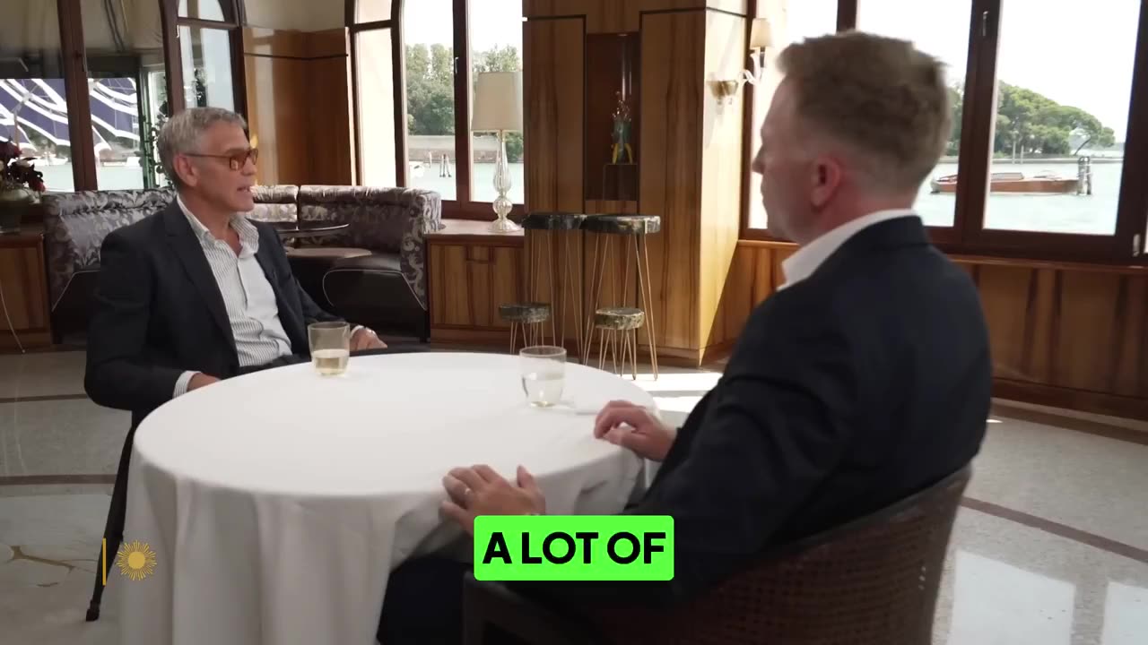 George Clooney holds back visible frustration when asked a question about Hunter Biden.