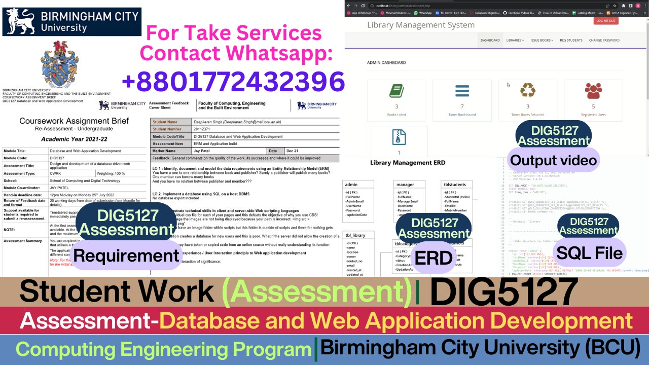 Student Work(Assessment) DIG5127 MySQL-Powered Library Management System| Birmingham City University
