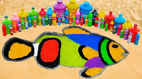 How to make Rainbow Clownfish with Orbeez, Monster, Fanta, 7up, Coca Cola vs Mentos & Popular Sodas